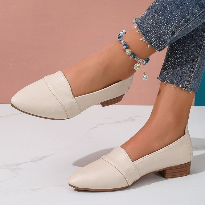 Womens Heels - スリッポンシューズ レディース フラットシューズ 無地 ポインテッドトゥ 浅口