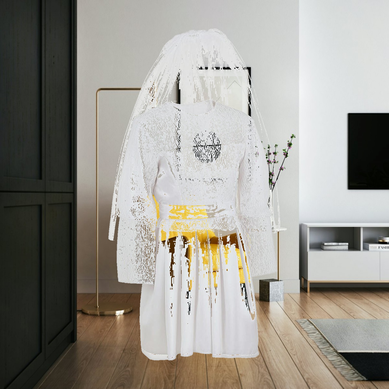 Lace Dress - コスチュームアクセサリーセット。レースがあしらわれたワンピースとフレアスカート。コスプレパーティーや楽しいイベントに。