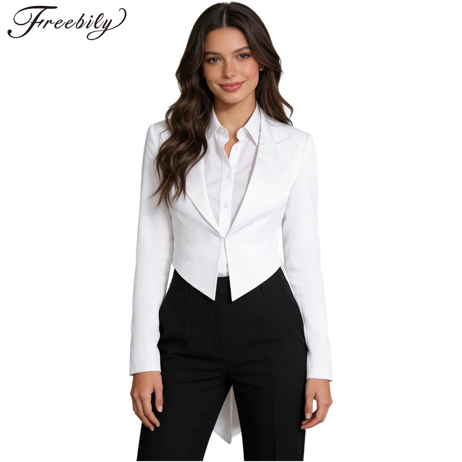 Womens Blazer - レディースナイトクラブカクテル燕尾服ウェイトレスコスプレ衣装ブレザージャケット燕尾服ジャケットタキシードコートジャズダンス衣装