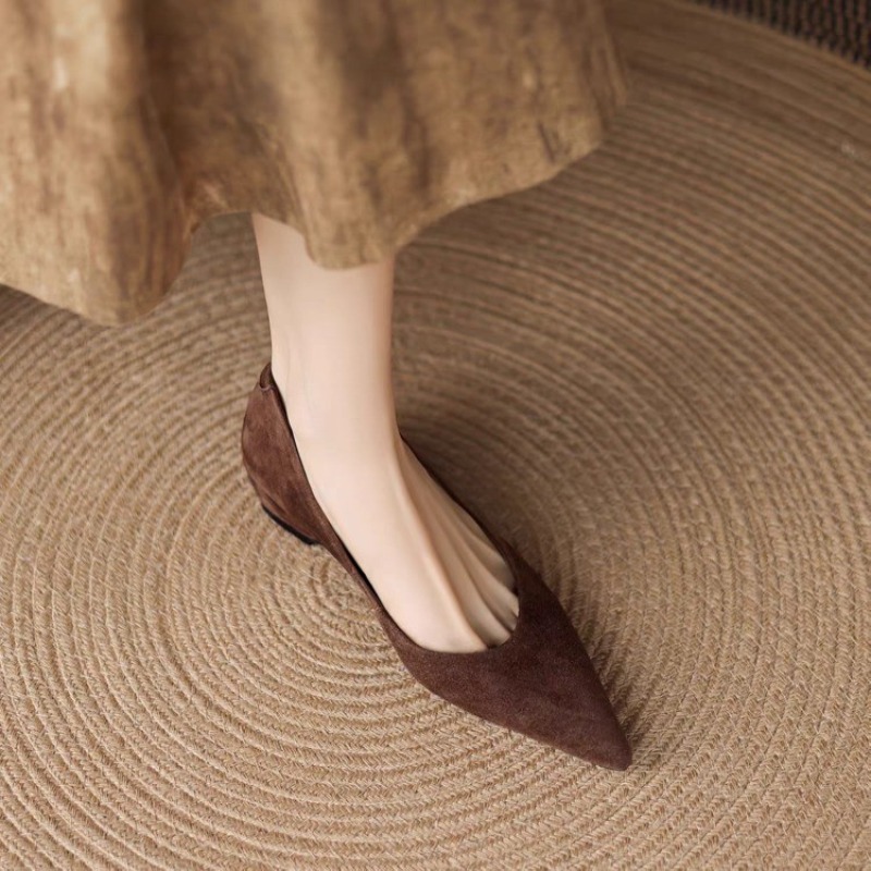 夏の新スタイル、カジュアルなポインテッドトゥのスエード素材、 - Womens Heels のレビューと価格