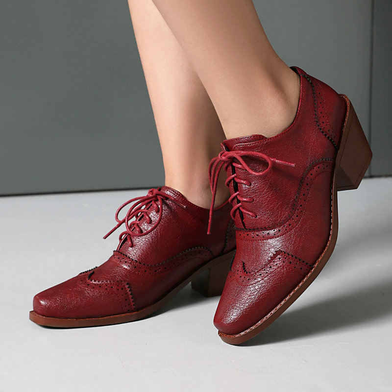 レディースオックスフォードシューズ ポイントトゥ ウェッジパ - Pump Heel Block のレビューと価格