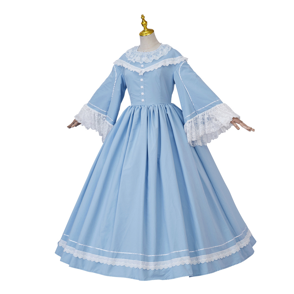 1860 年代ビクトリア朝南北戦争コスプレ衣装ブルードレスガ - Evening Gown のレビューと価格