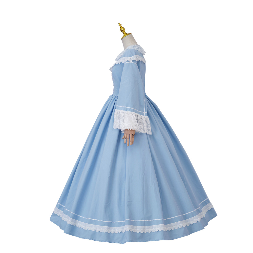 1860 年代ビクトリア朝南北戦争コスプレ衣装ブルードレスガ - Evening Gown のレビューと価格