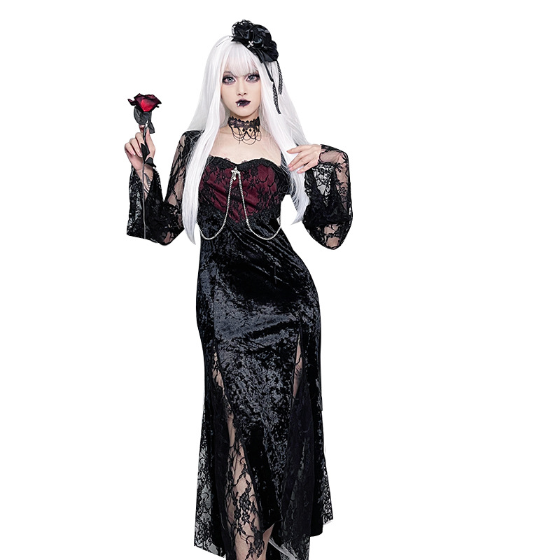レディース ゴシック ダーク エレガント イブニングドレス  - Midi Dress のレビューと価格