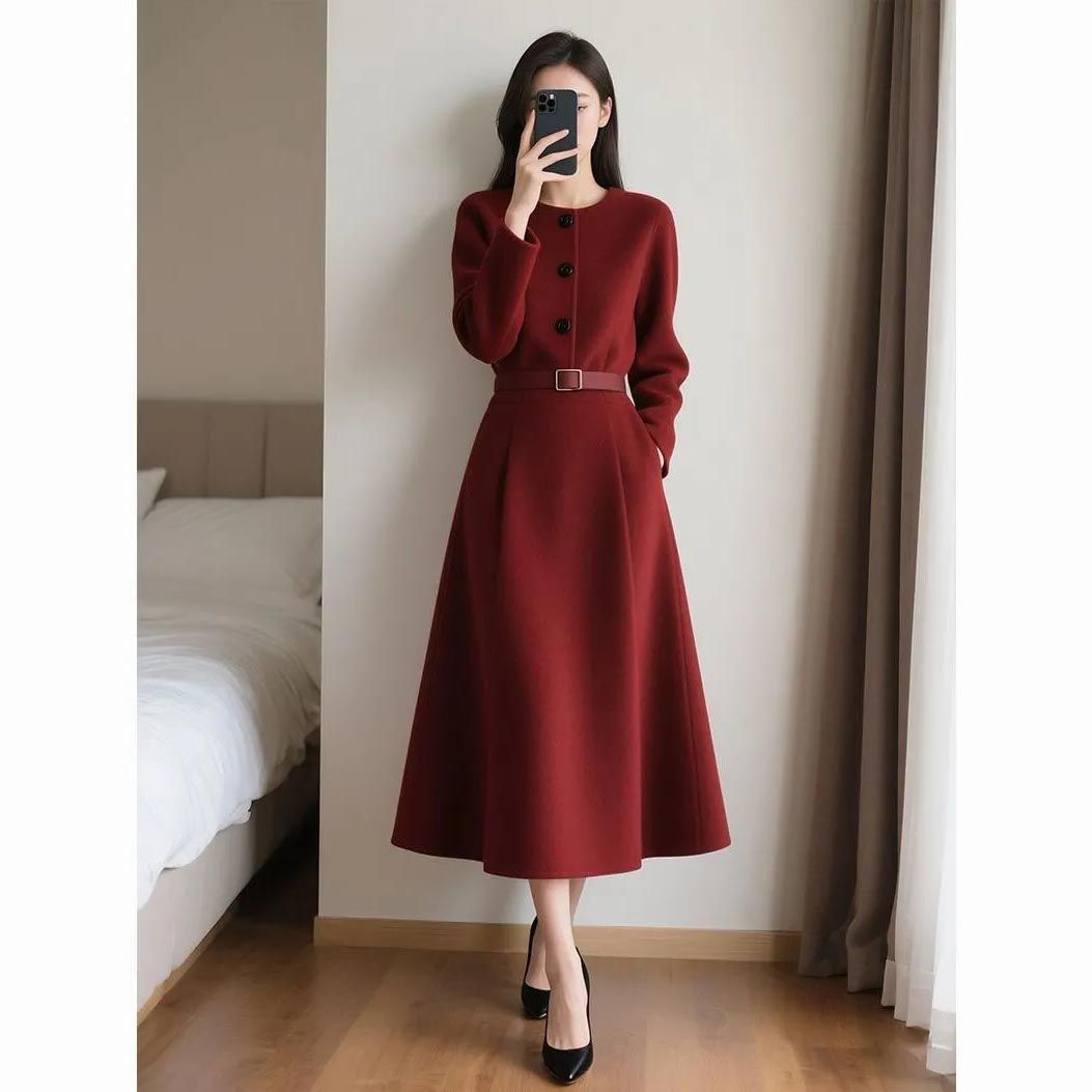 2026年秋の新作、レディース向け。赤いレトロ調の高級感あふ - Women'S Red Formal Wear のレビューと価格
