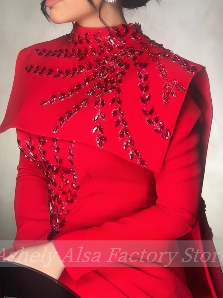 カスタマイズされたサウジアラビアのイスラム教徒の赤い長袖イブ - Women'S Red Formal Wear のレビューと価格