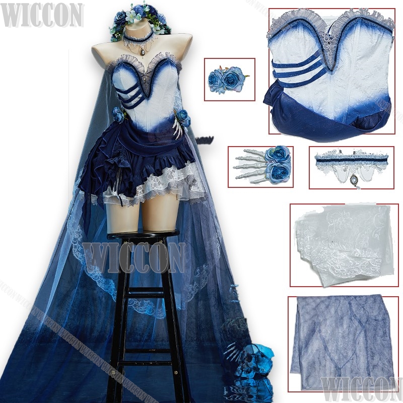 コープスブライドハロウィンコスプレドレスブルーオンブルゴシッ - Formal Skirt のレビューと価格
