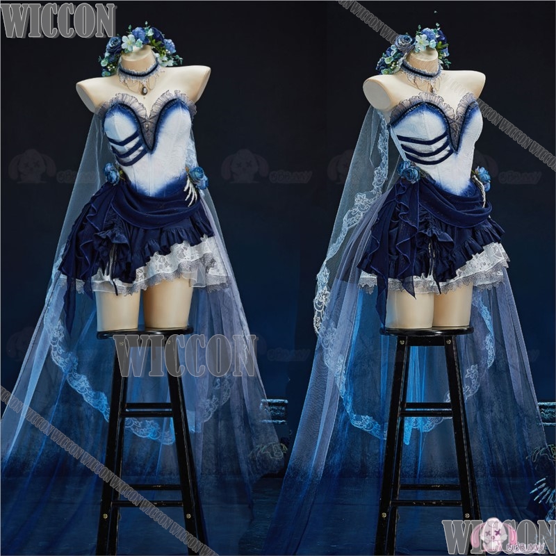 コープスブライドハロウィンコスプレドレスブルーオンブルゴシッ - Formal Skirt のレビューと価格
