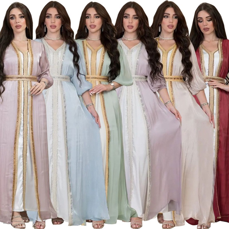 ラベンダー色のスパンコールドレス、Vネック、パフスリーブ、サ - Formal Dress のレビューと価格